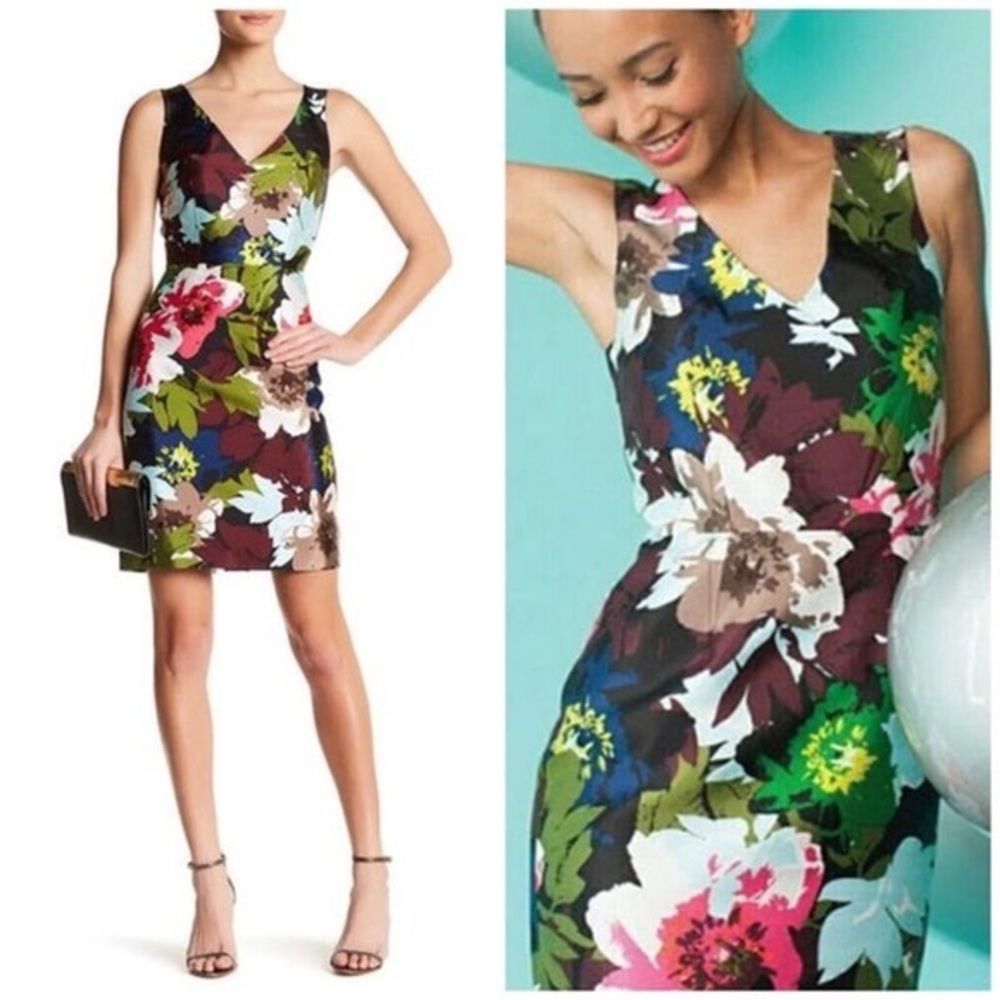 Cocktail Dress Trina Turk Floral Watercolor Cosima Sleeveless 20th Holiday 2015